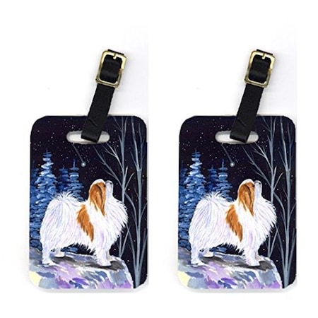 Carolines Treasures Carolines Treasures SS8363BT Pair of 2 Starry Night Japanese Chin Luggage Tags SS8363BT